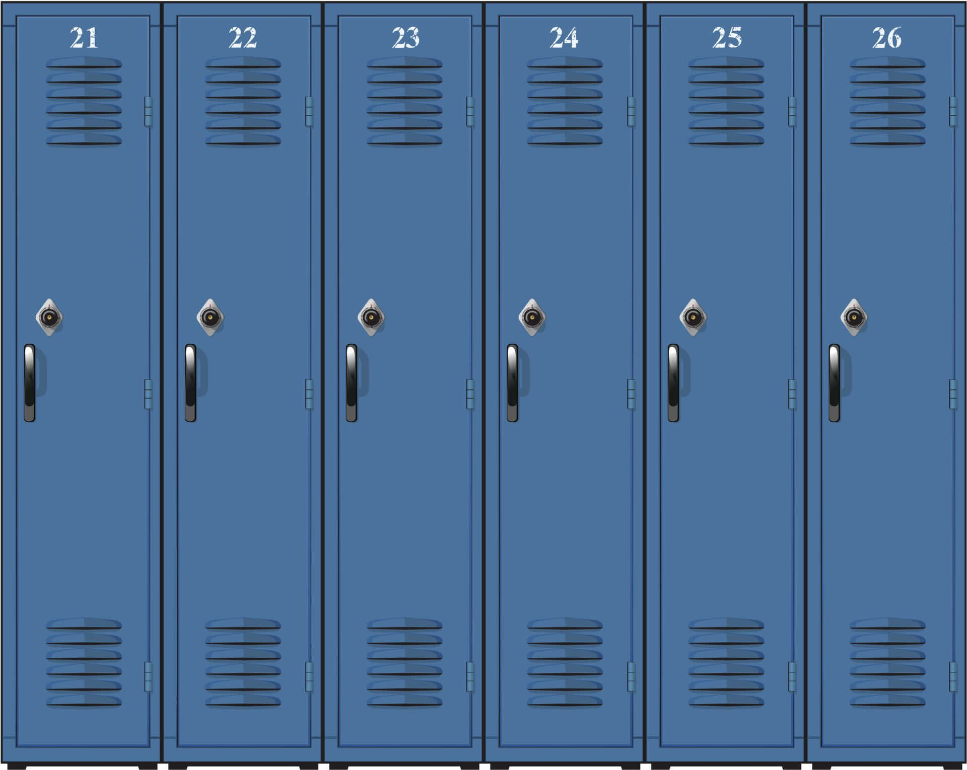 Blue Lockers With Numbers On Them