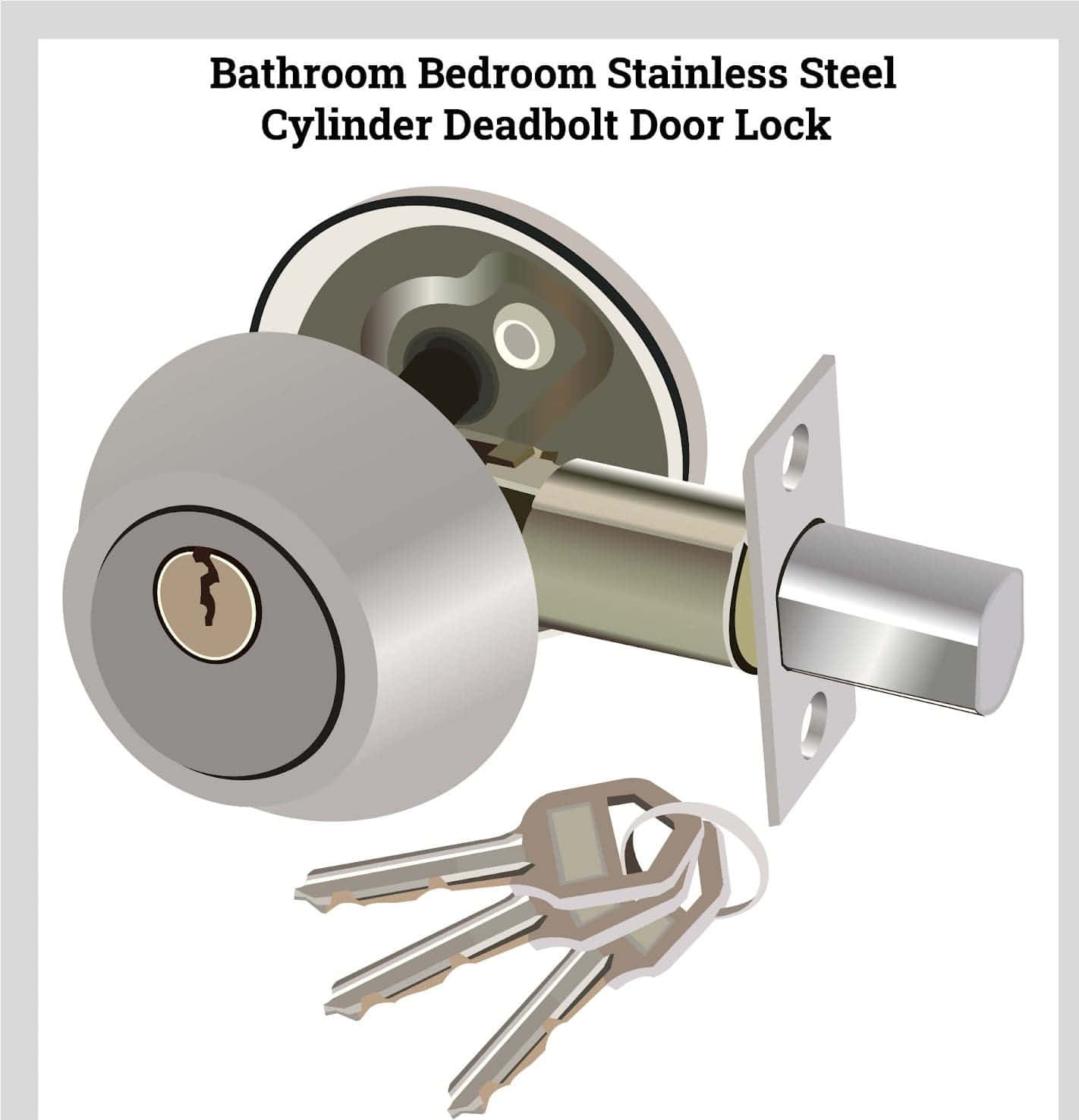 Bathroom Stainless Steel Cylinder Deadbolt Door Lock