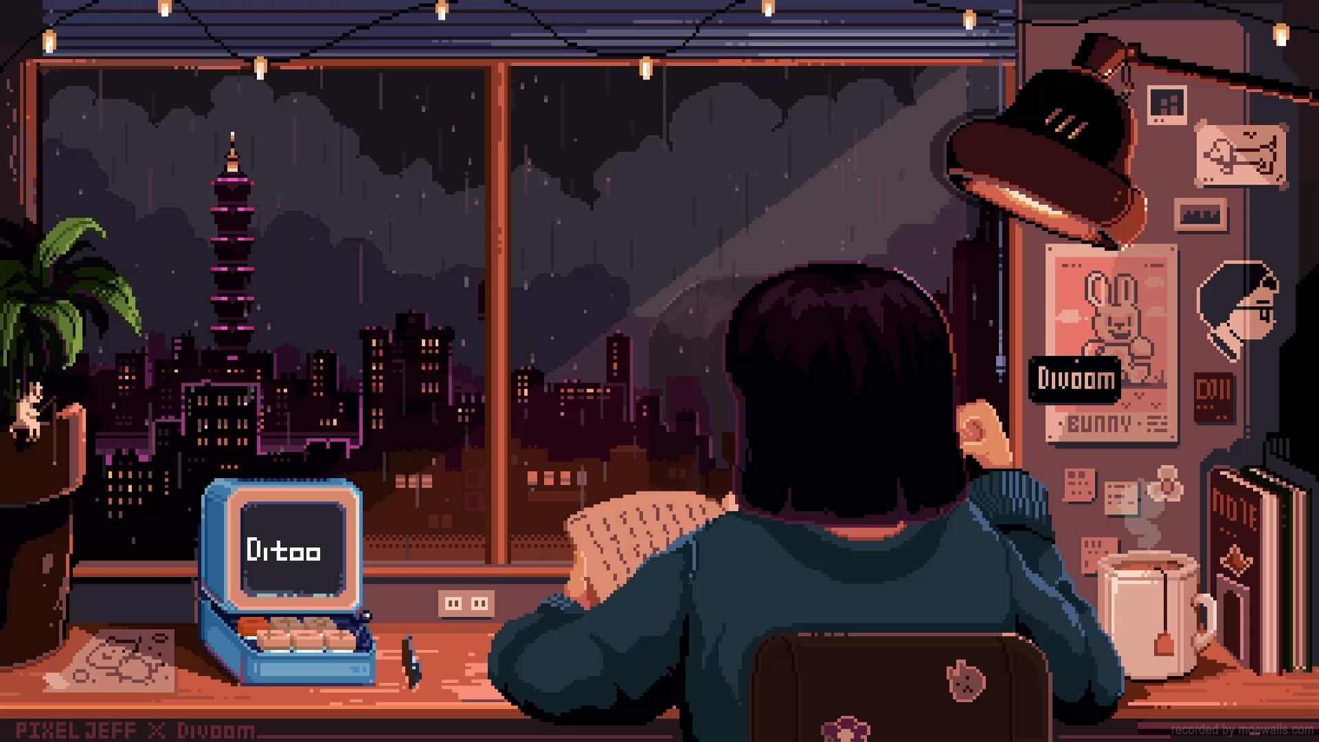 Lofi Girl Study Session Pixel Art Wallpaper