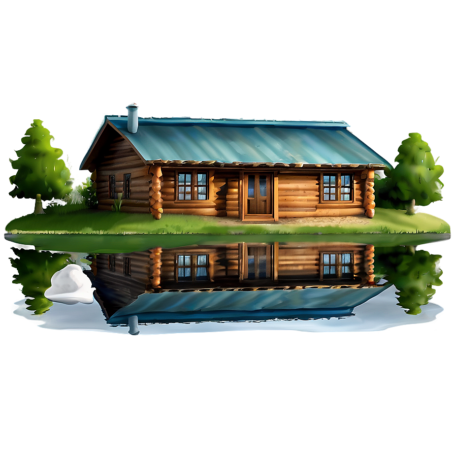 Log Cabin By The Lake Png 06122024 PNG
