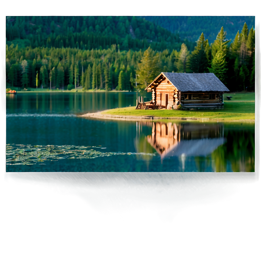 Log Cabin By The Lake Png Cth PNG