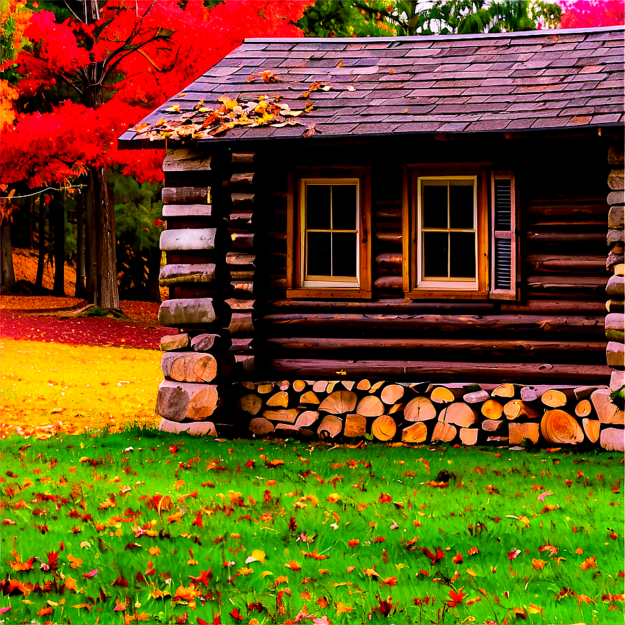 Log Cabin In Fall Foliage Png 60 PNG