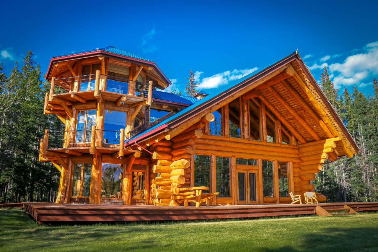 A Beautiful View of a Log Cabin