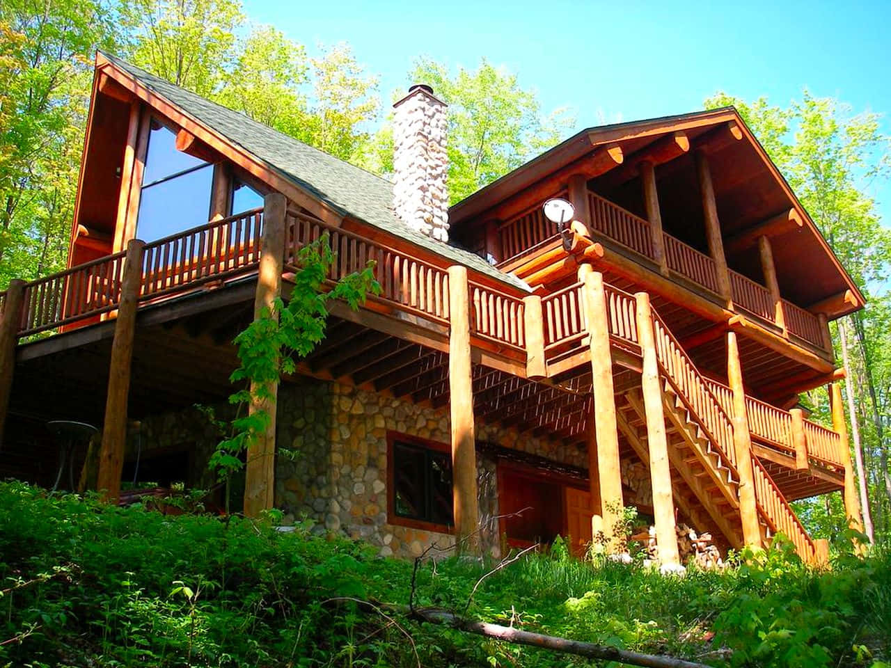 A stunning November view of a picturesque Log Cabin