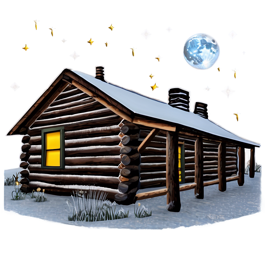 Log Cabin Under Starry Night Png Dfr22 PNG