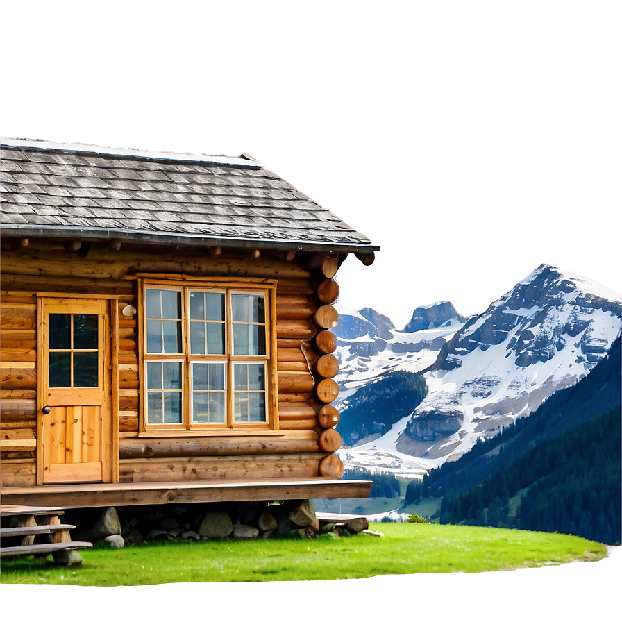 Log Cabin With Mountain Backdrop Png 23 PNG