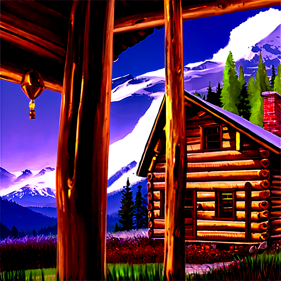 Log Cabin With Mountain Backdrop Png Xvk PNG