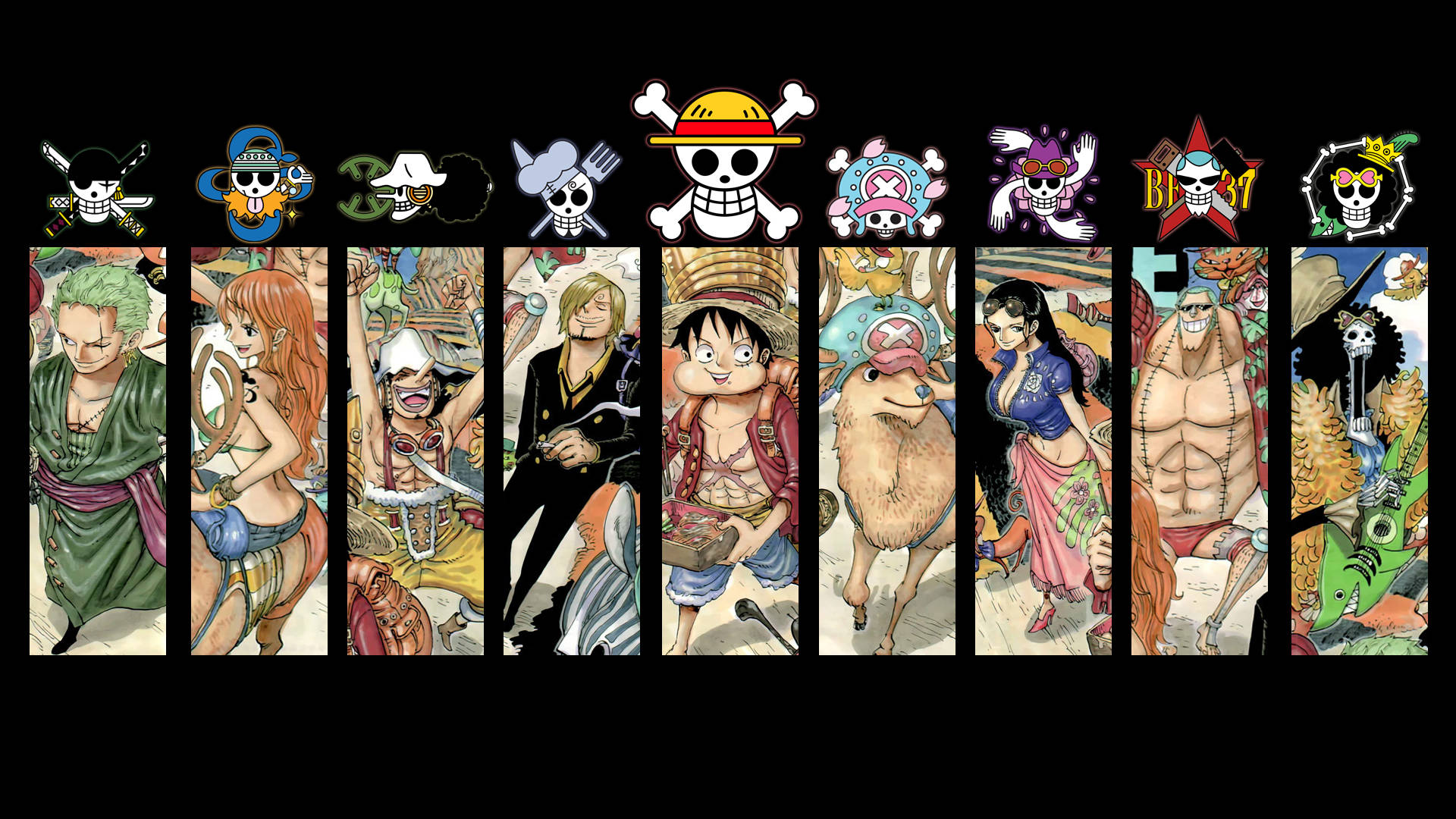 Fundode Tela Do Logo E Personagem De One Piece Para Desktop. Papel de Parede