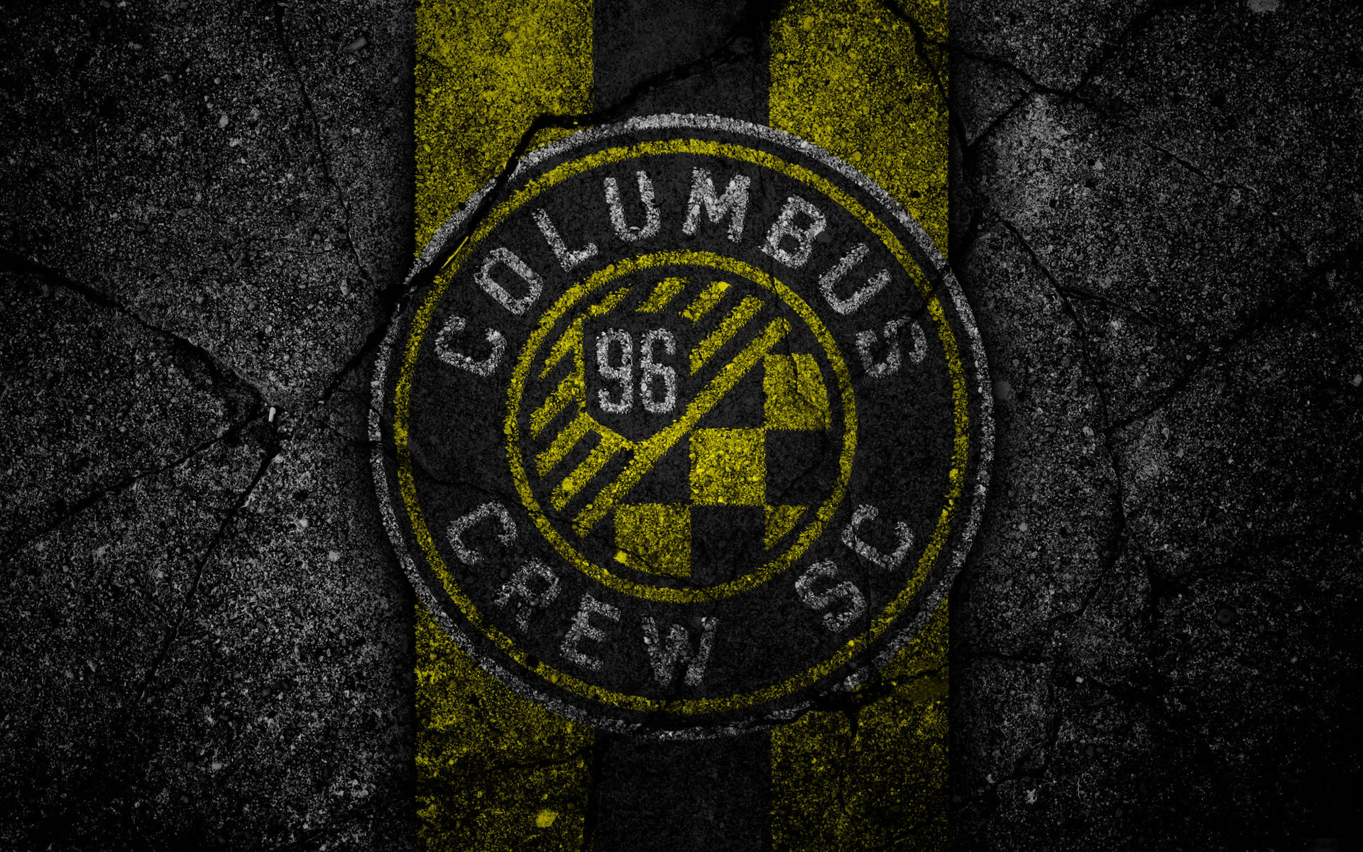 Bakgrundsbildmed Columbus Crews Logotyp På En Mörk Bakgrund. Wallpaper