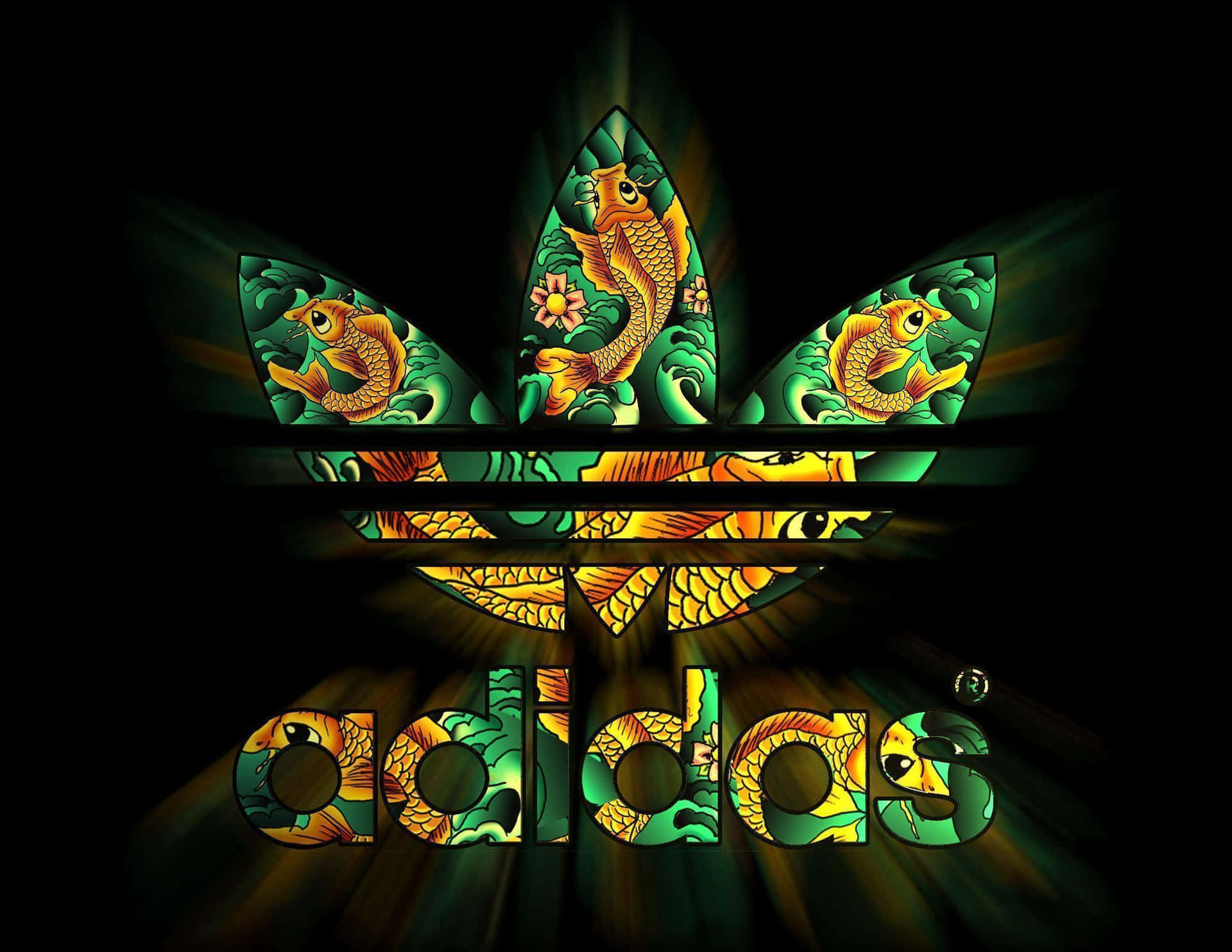 Adidas Logo With A Green Leaf On It
