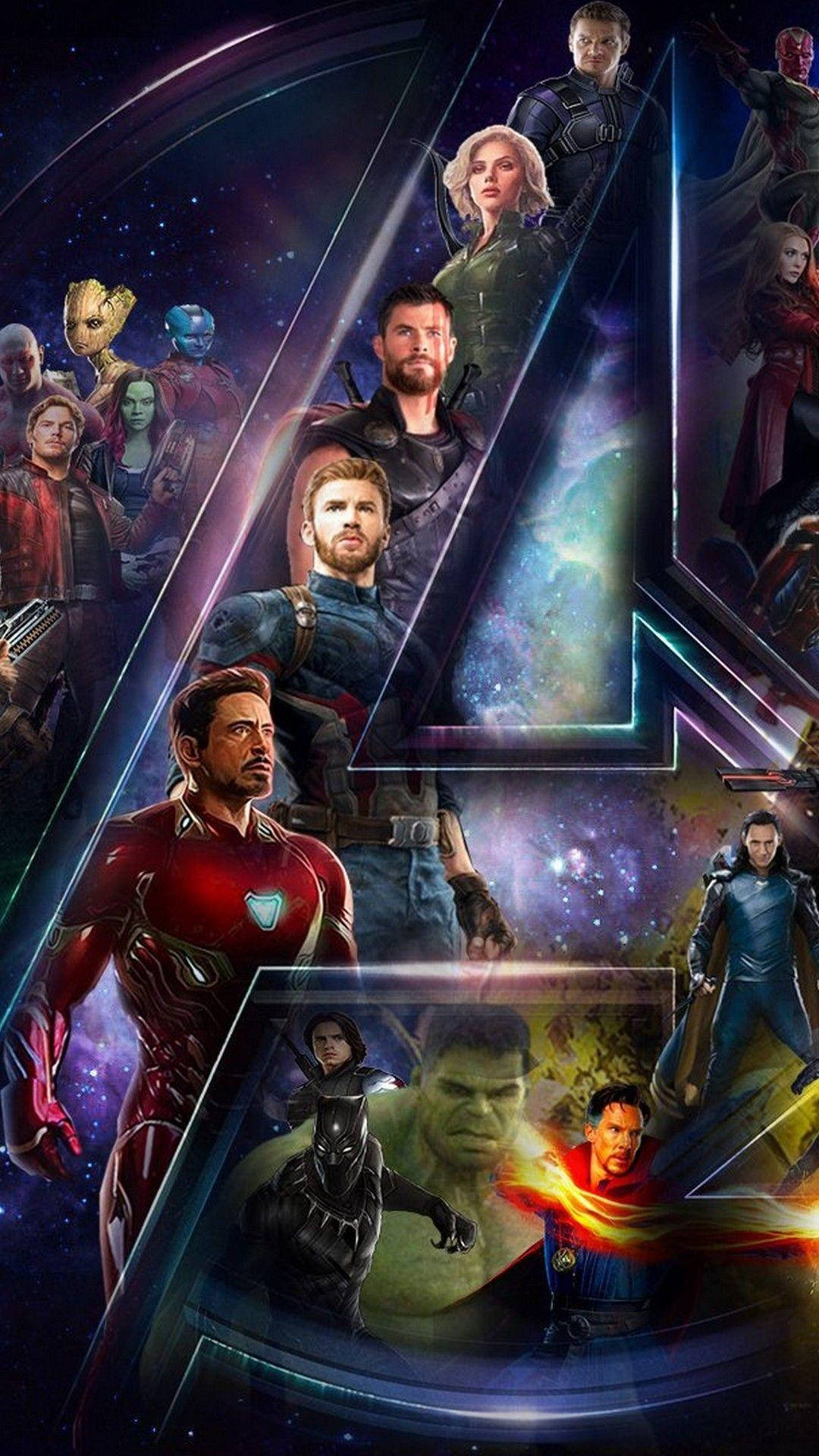 Wallpaperlogotyp Med Medlemmar Från Avengers Iphone-bakgrundsbild. Wallpaper