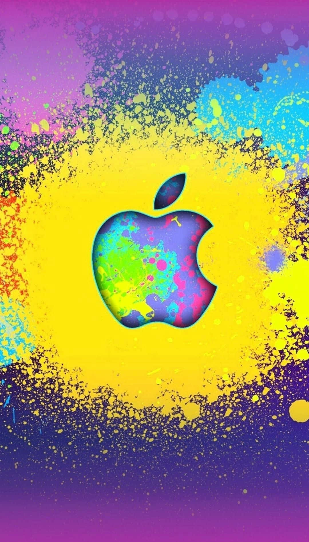 Logocon Pintura Amarilla: Increíble Manzana De Apple En Hd Para Iphone. Fondo de pantalla