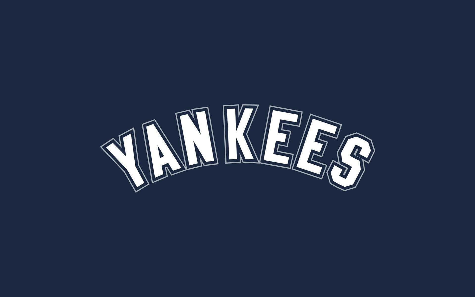 Logotipoicónico De Los New York Yankees Sobre Un Fondo De Rayas Clásicas