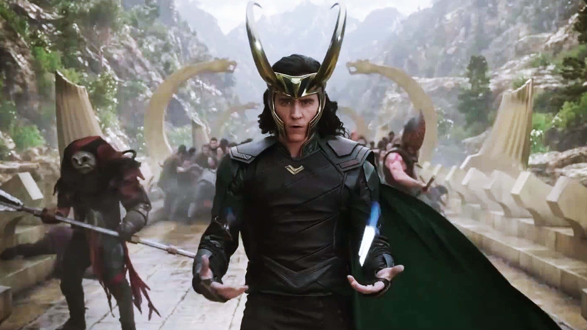 Caption: The Cunning God of Mischief, Loki, in a Defiant Pose