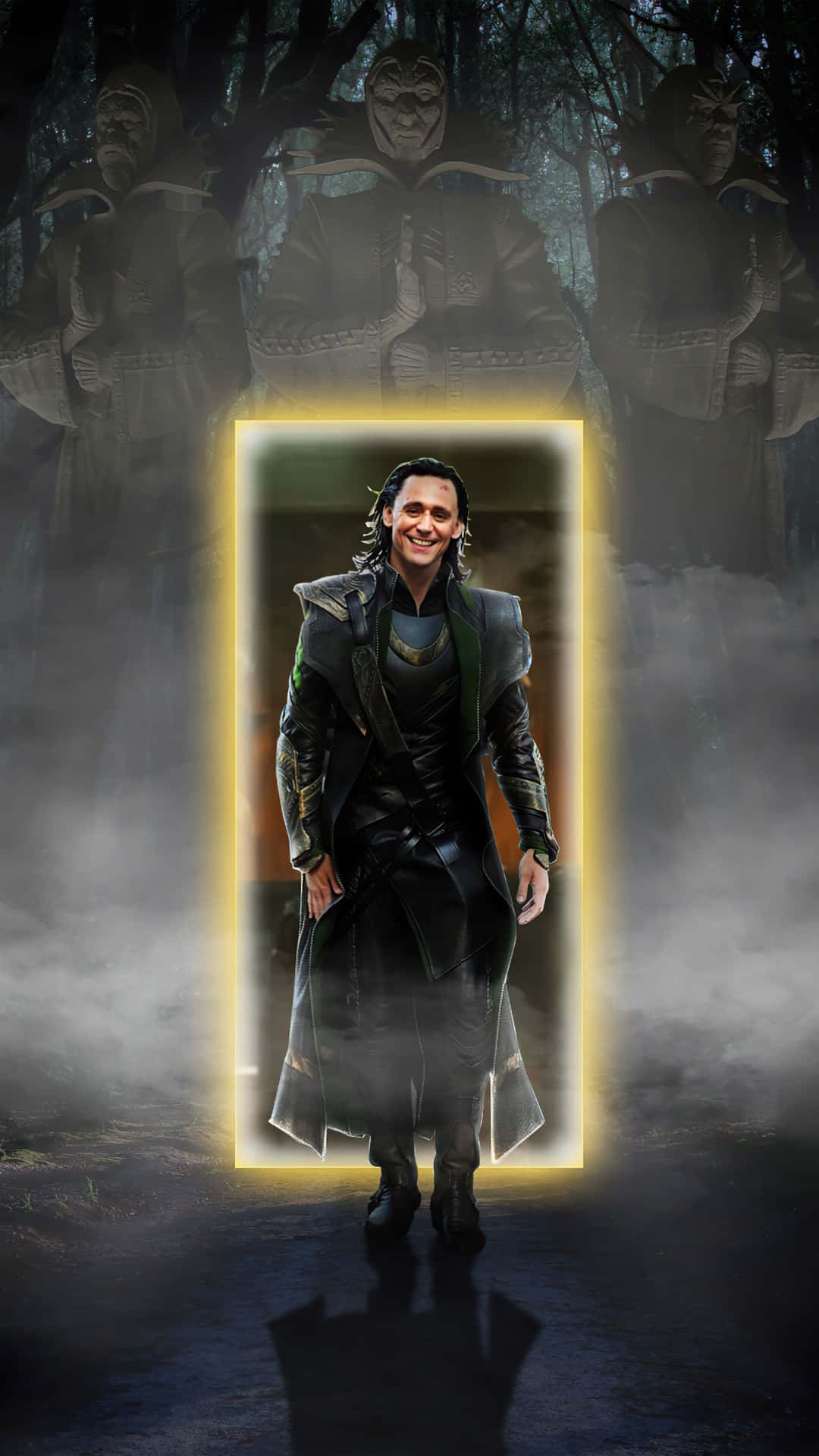 Loki makes his mark as he stands atop Mjölnir, the magical hammer of Thor.