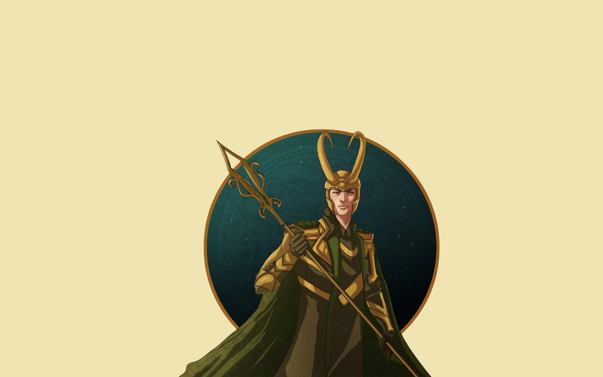 Bright colors and a mischievous smirk come together in this Loki Cartoon Artwork. Wallpaper