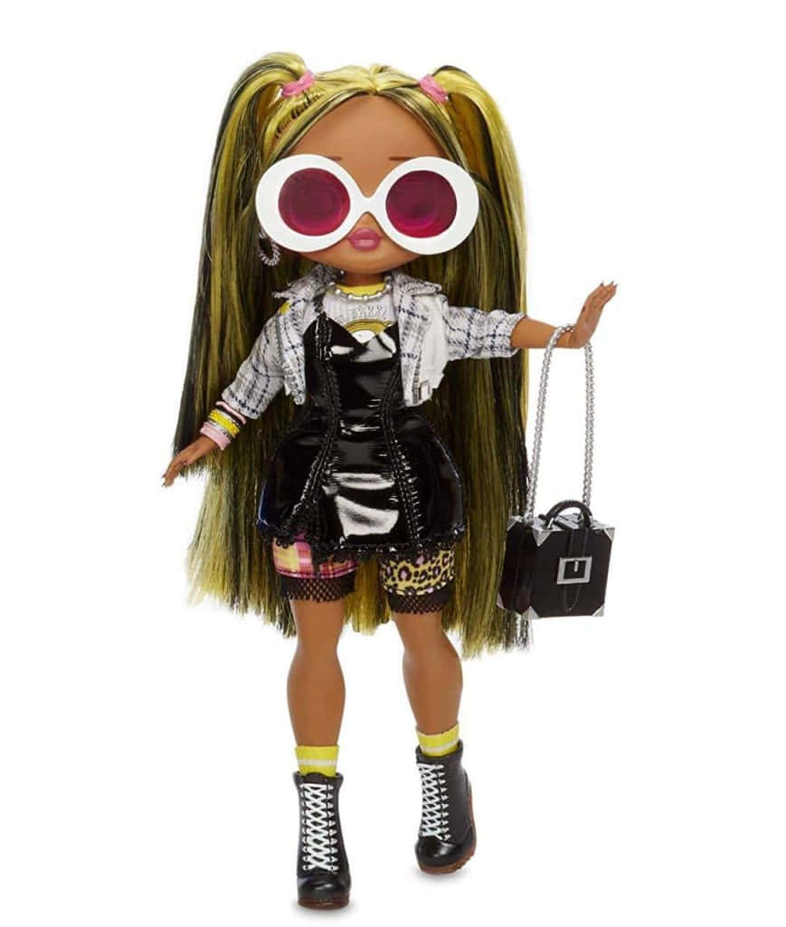 A Doll With Long Hair And Sunglasses