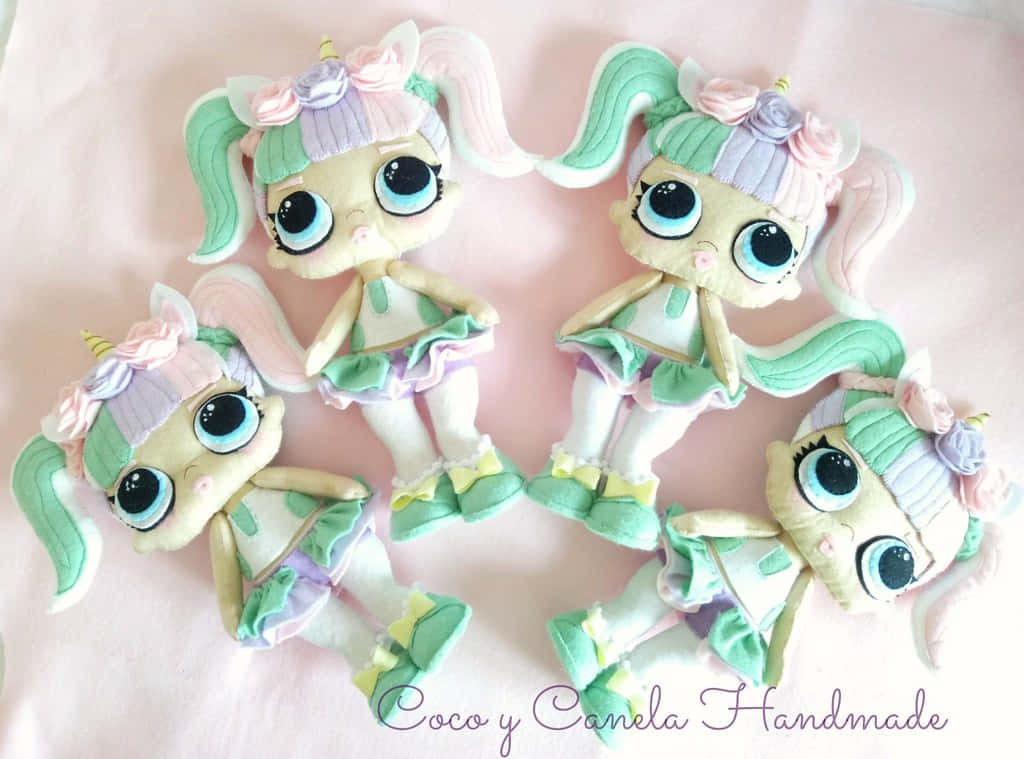 Four Littlest Lollipop Dolls With Pink Hair And Green Eyes