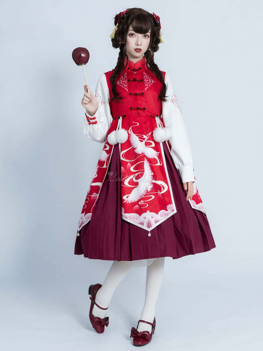 Caption: Elegant Lolita Fashion with Two Stylish Models Wallpaper