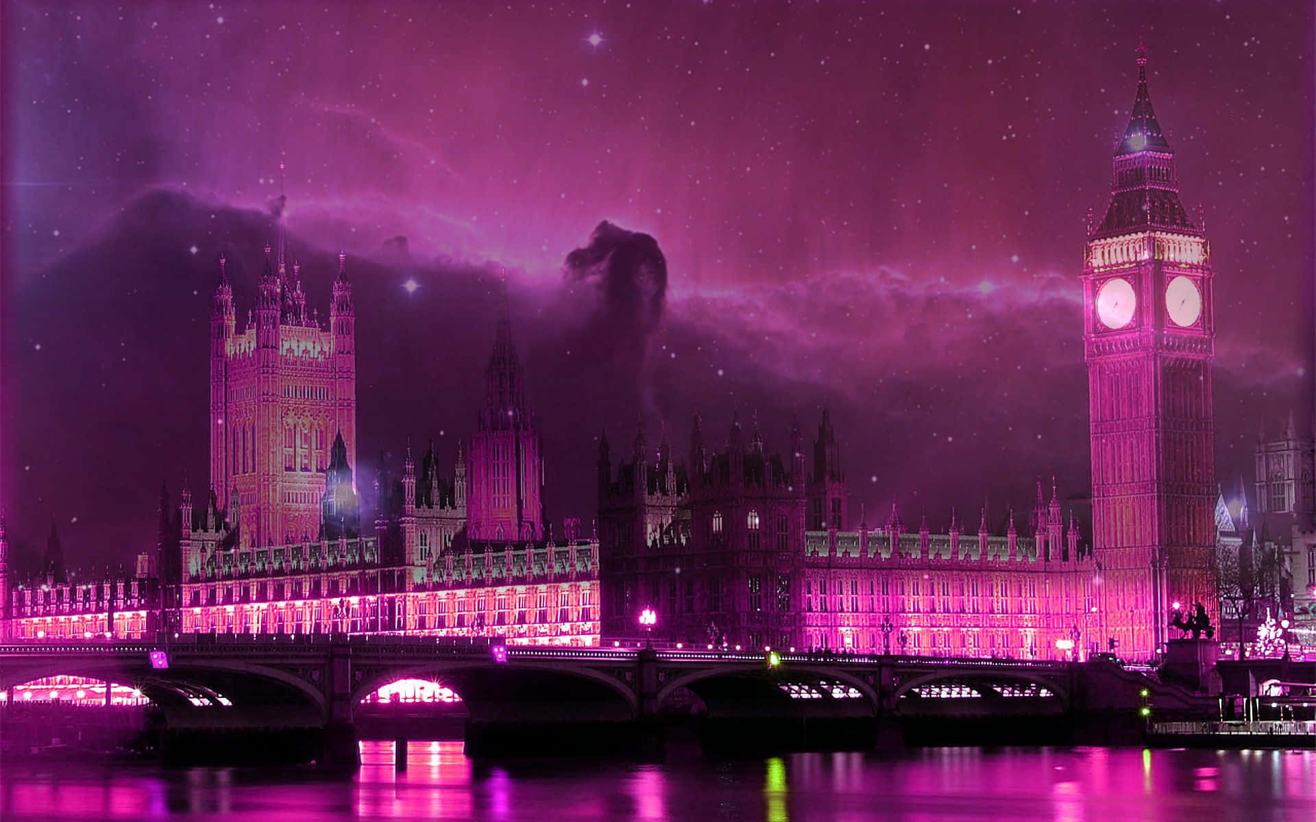 London Bridge, Great Bell Desktop Pink Aesthetic Wallpaper