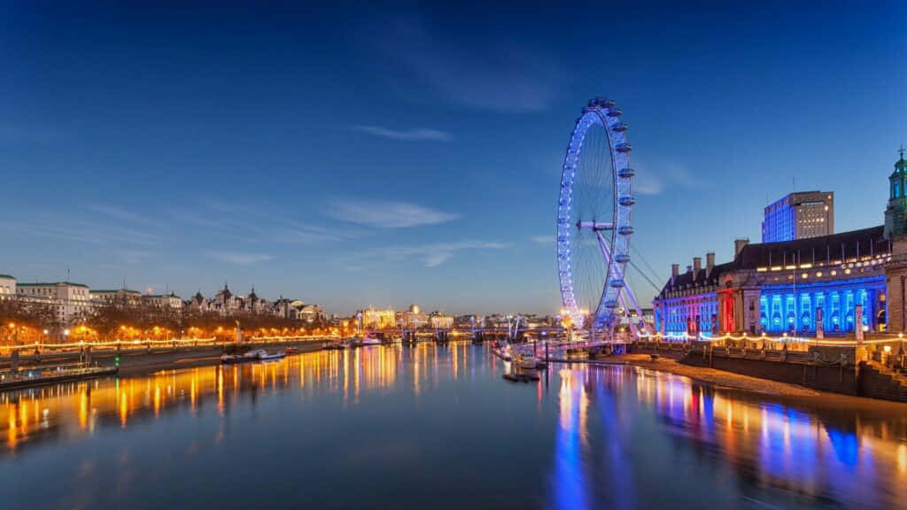 London Eye Twilight Panorama Wallpaper