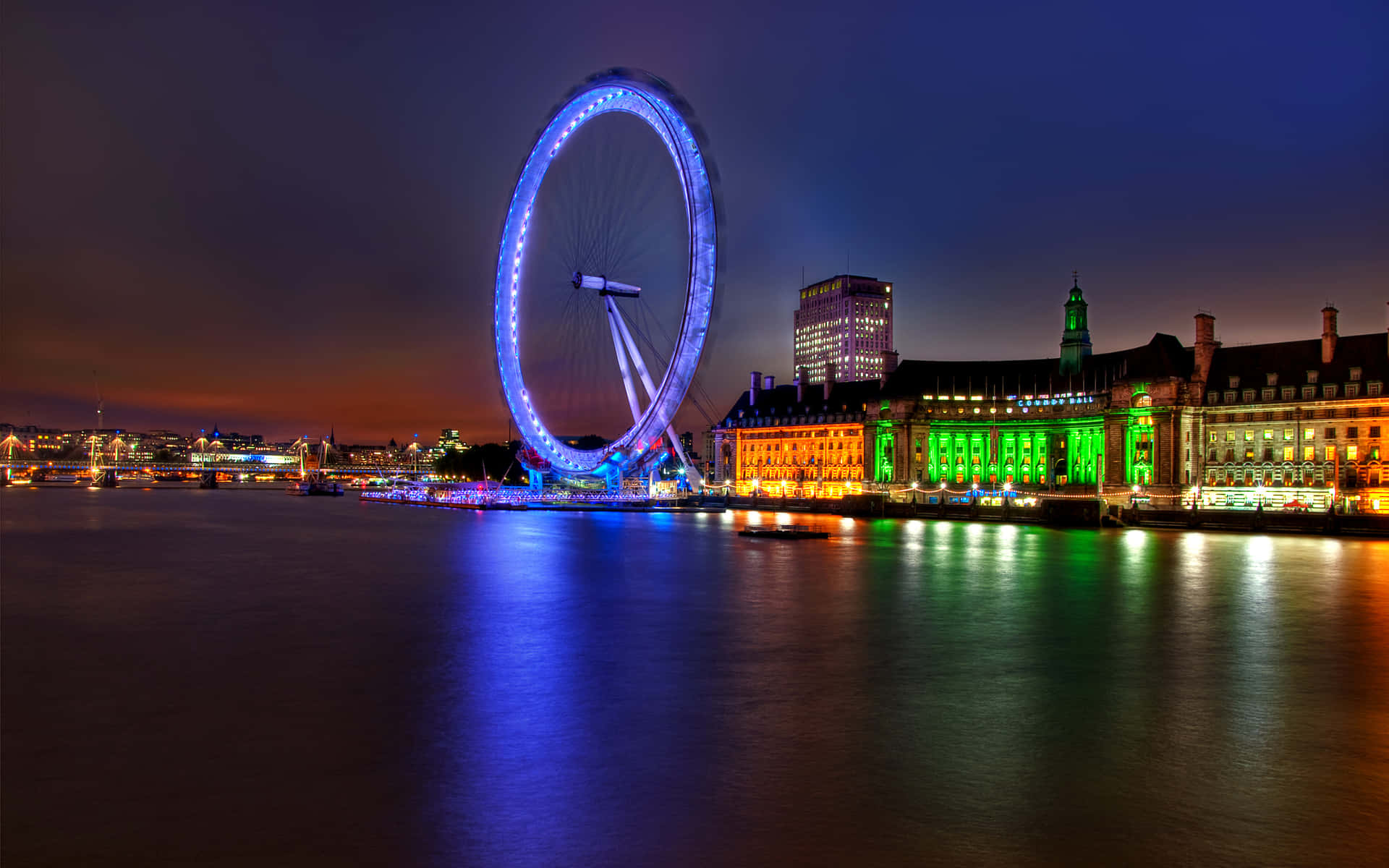 London Eye With Blue Lights Wallpaper