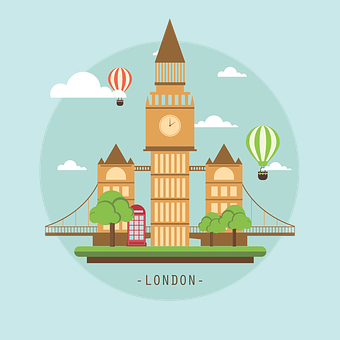 London Landmarks Illustration PNG