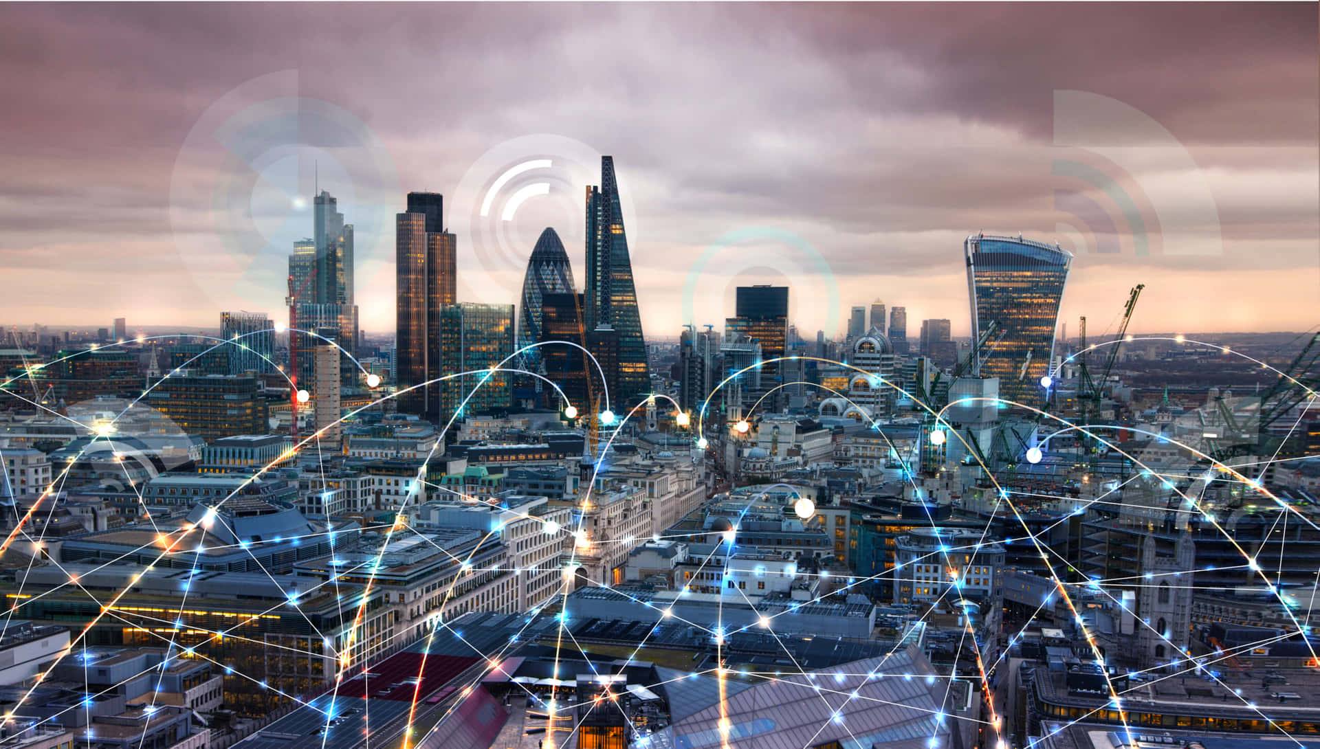 London Skyline Network Connectivity Wallpaper