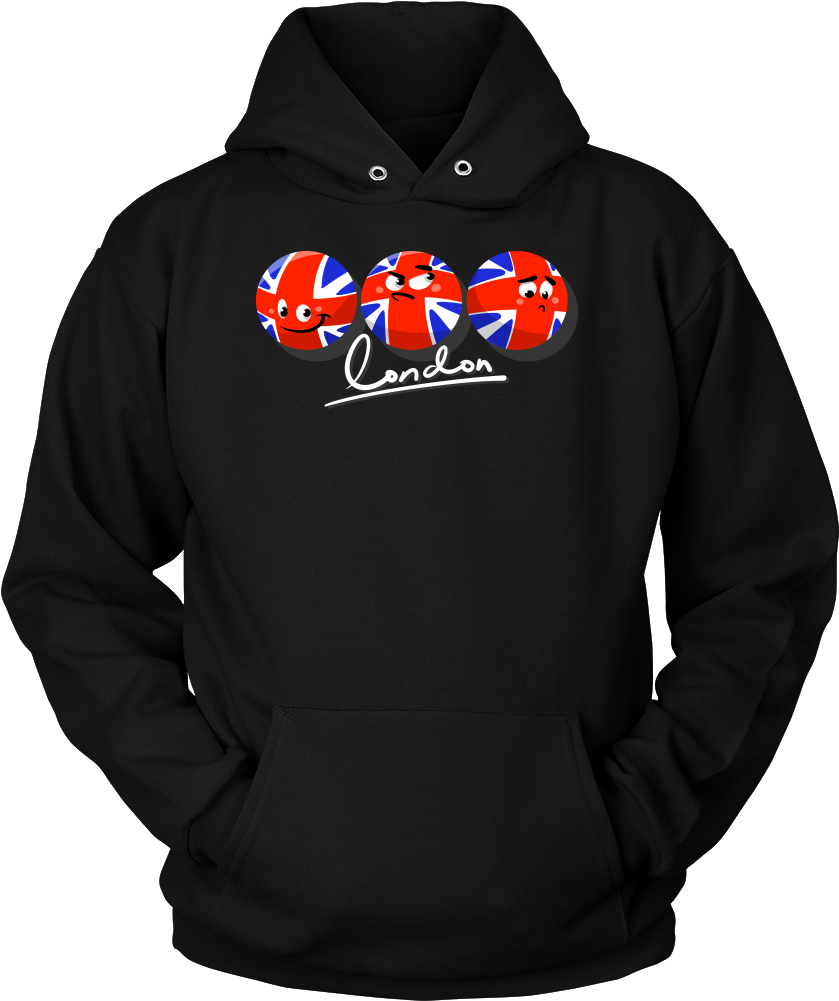 London Themed Hoodiewith Emoji Design PNG