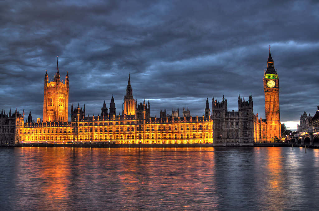 Londen Westminster Bij Schemering Achtergrond