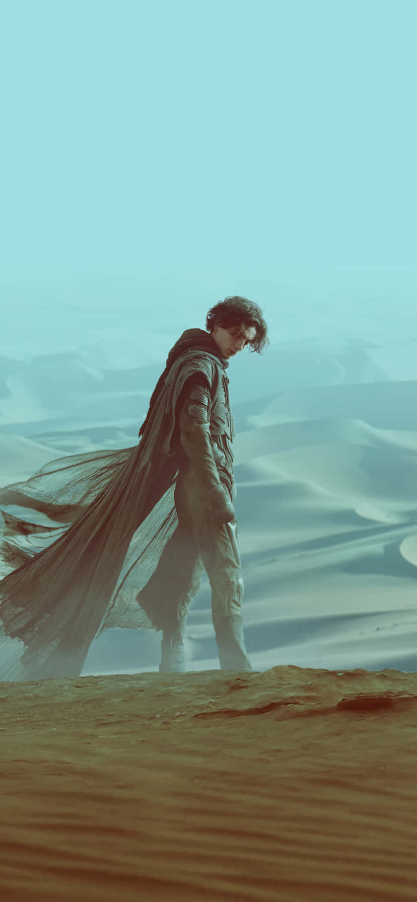 Lone_ Figure_ Amidst_ Desert_ Dunes Wallpaper