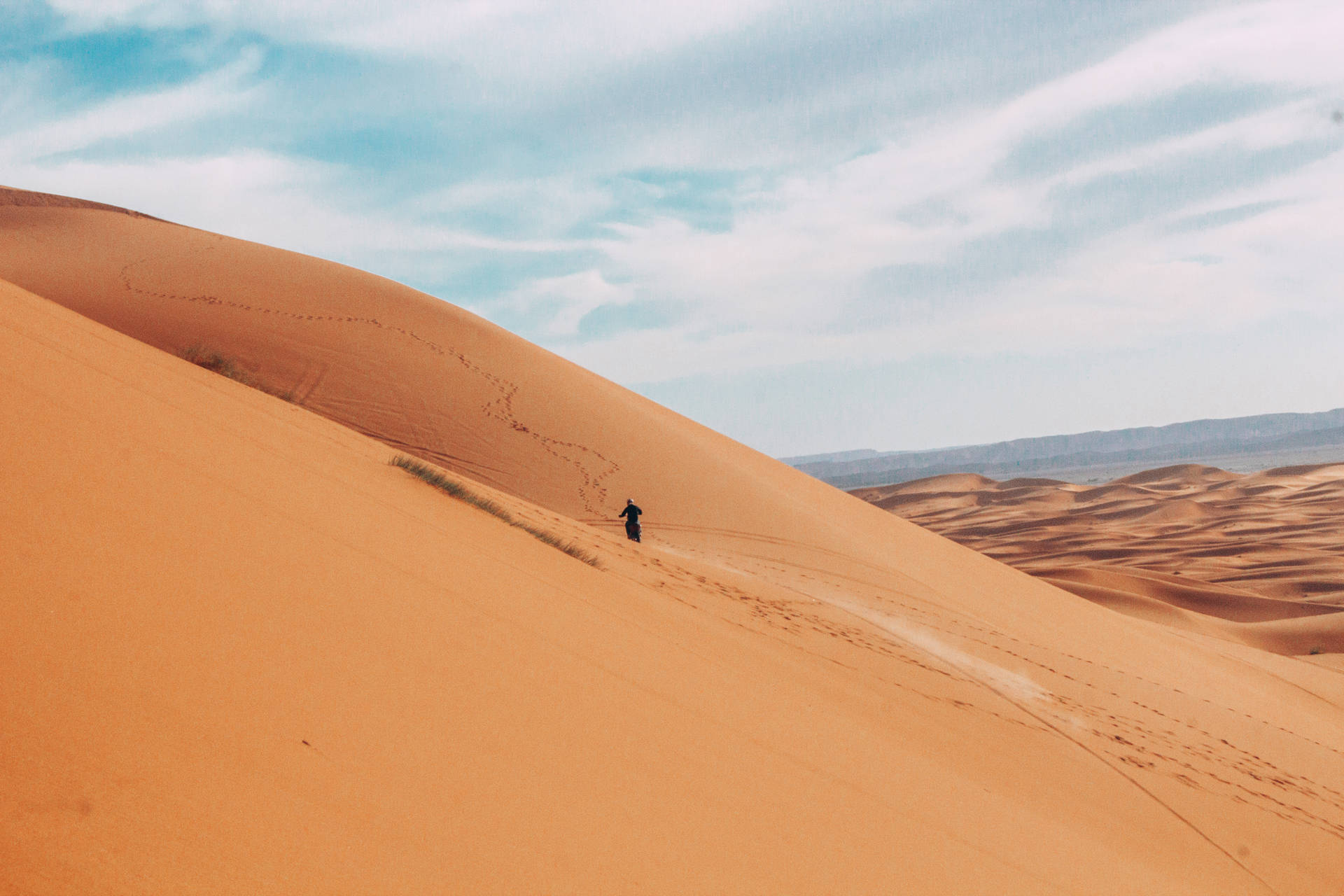 Lone Person In The Sahara Wallpaper
