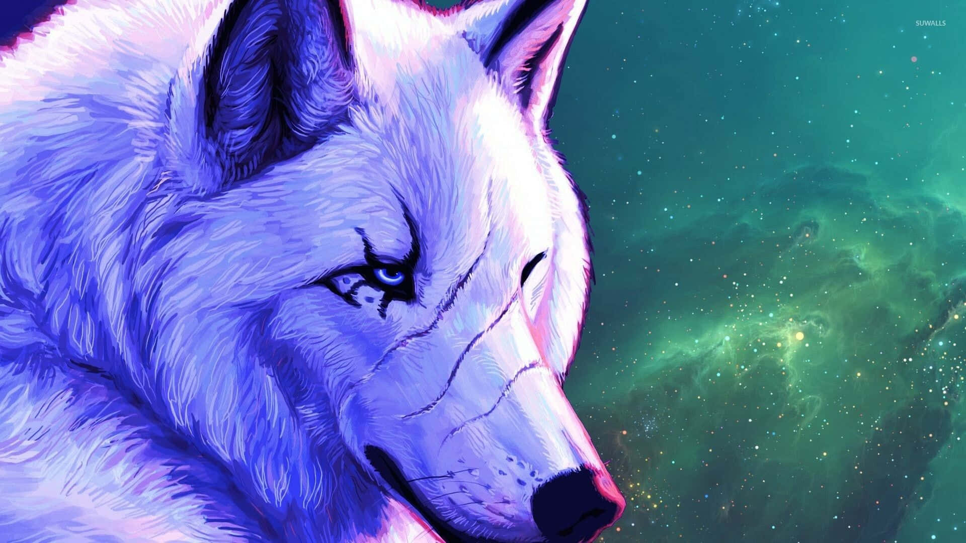 Majestic Lone Wolf in the Moonlight Wallpaper