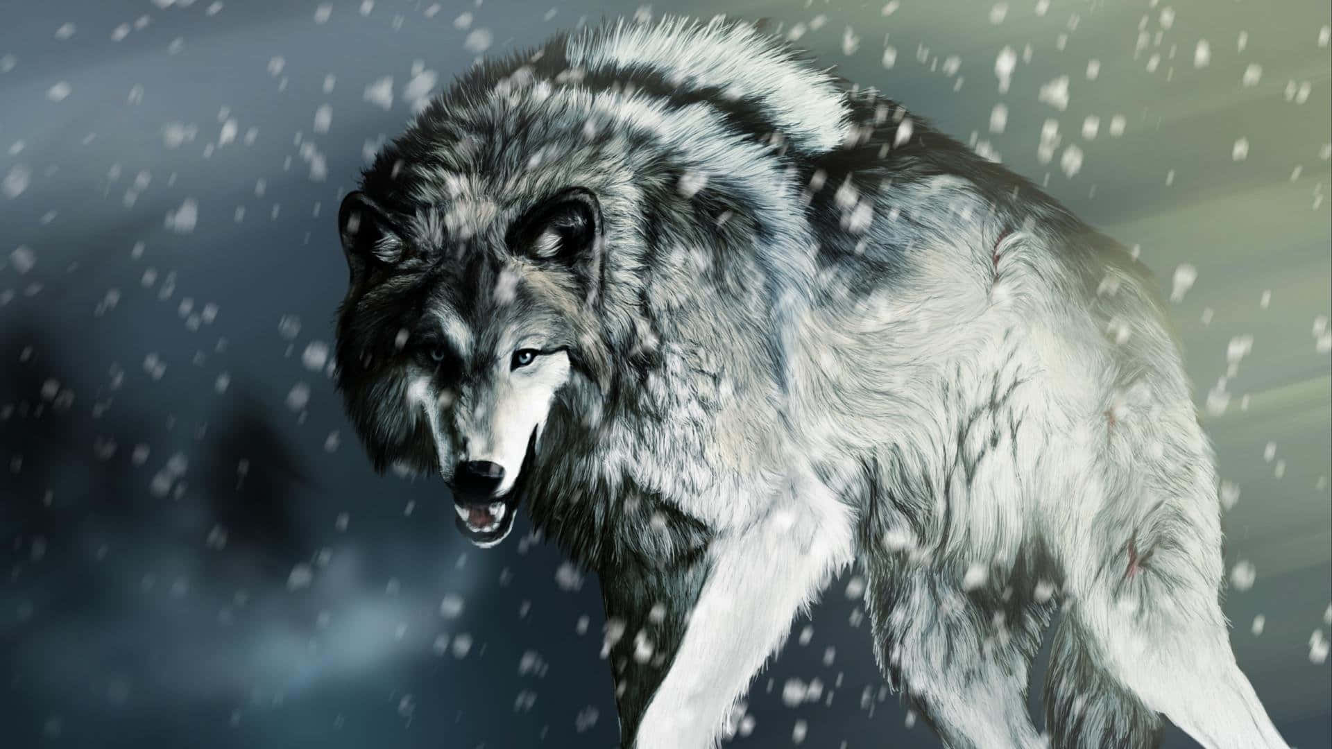 The Majestic Lone Wolf in a Mystical Forest Wallpaper
