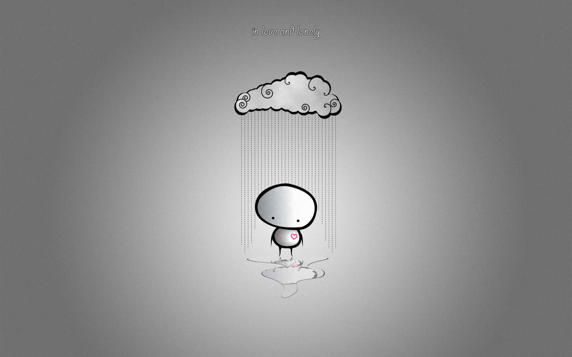 Lonely Cartoon Character Raincloud Wallpaper