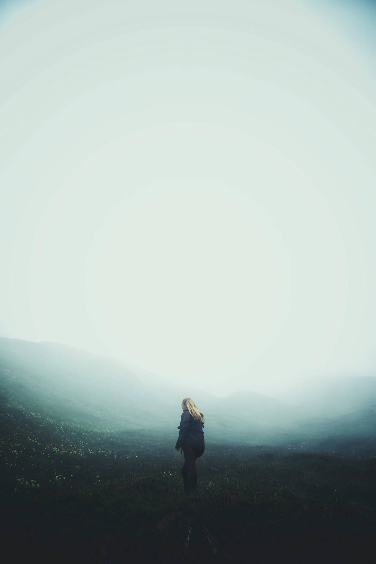 Lonely Woman Standing Alone Wallpaper