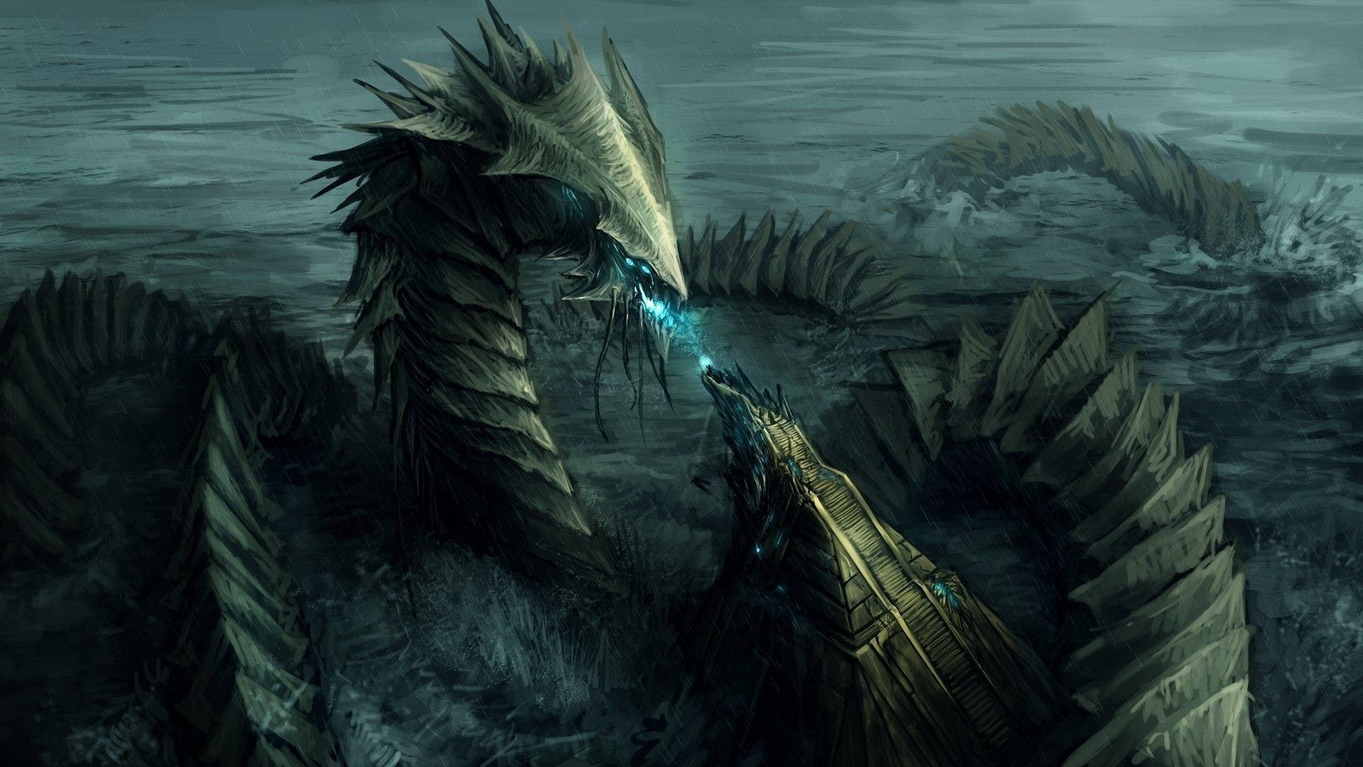 Long And Giant Water Dragon Wallpaper