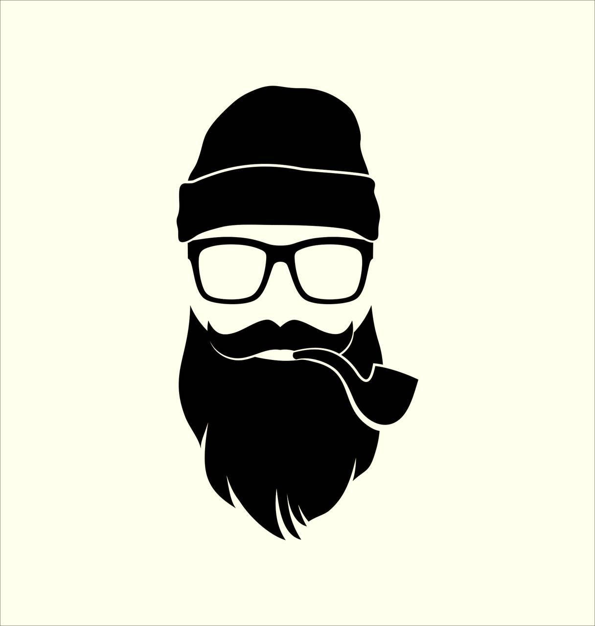 Long Beard Logo With Smoking Pipe Wallpaper