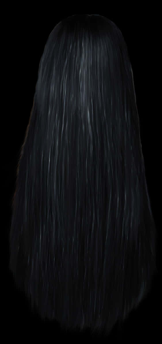 Long Black Hair Back View PNG