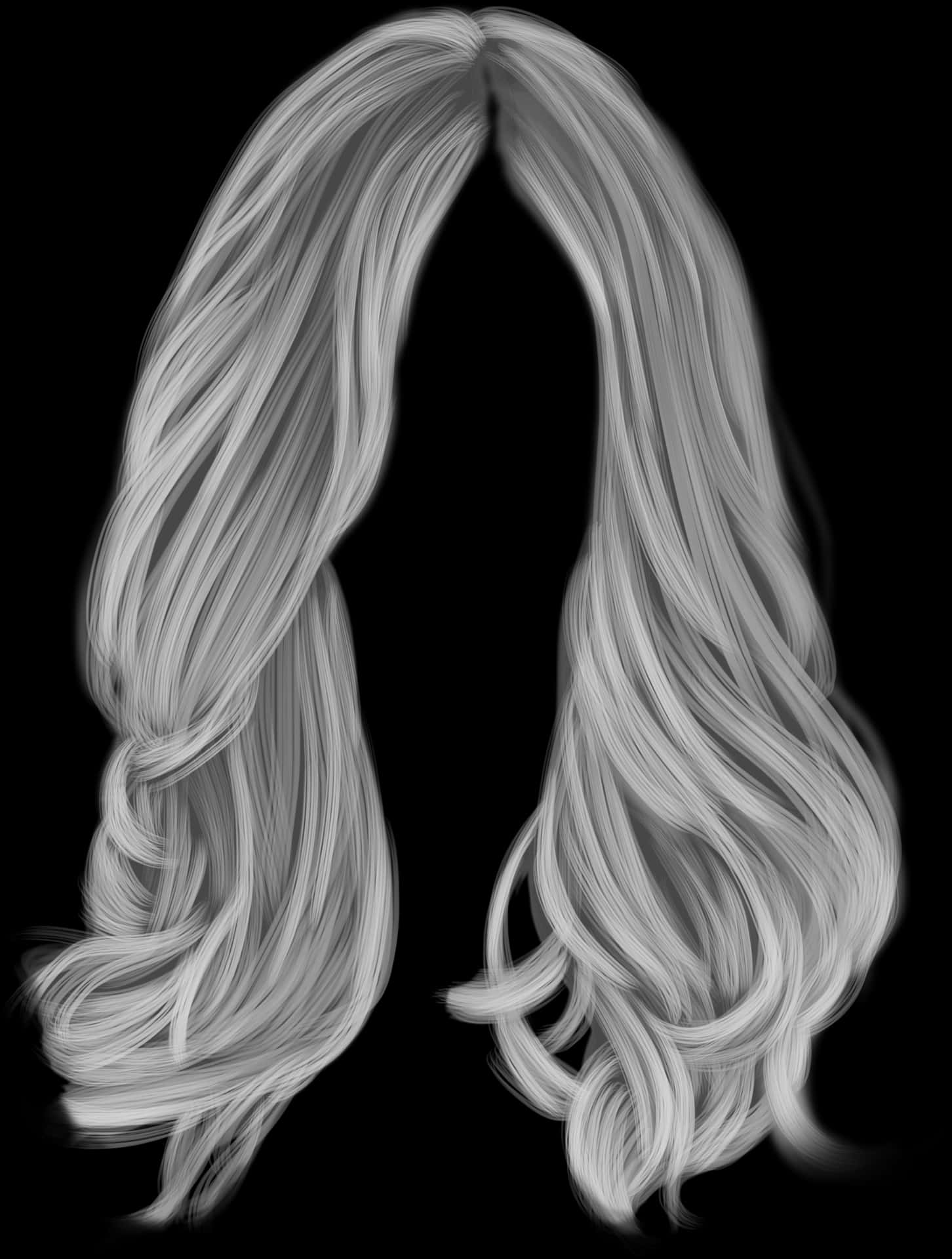 Long Blonde Wigon Black Background PNG