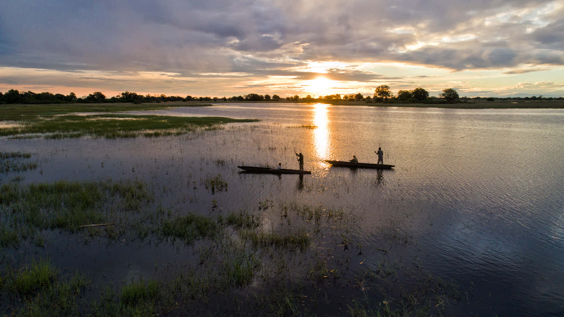 Langeboote In Sumpflandschaften Des Okavango-deltas Wallpaper