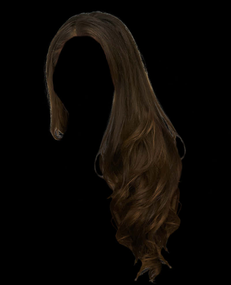 Long Brunette Hair Cascading Curls PNG