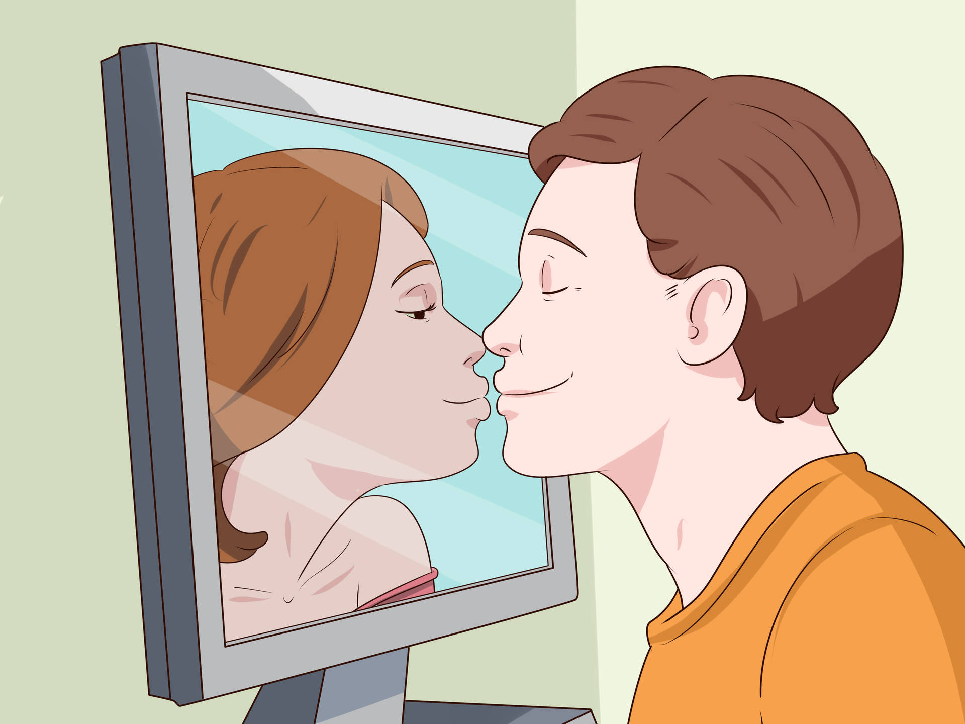 Long Distance Relationship Screen Kiss Wallpaper