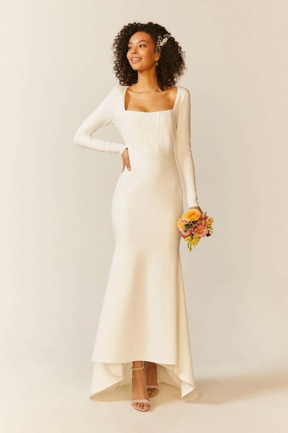 Black Woman In White Sleeved Long Dress Picture