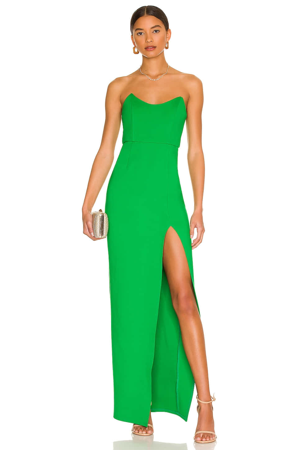 Woman In Superdown Green Long Dress Picture