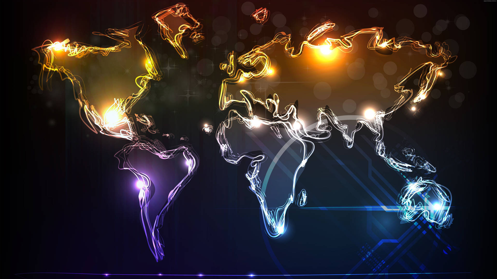 Long Exposure Lights World Map 4k Wallpaper