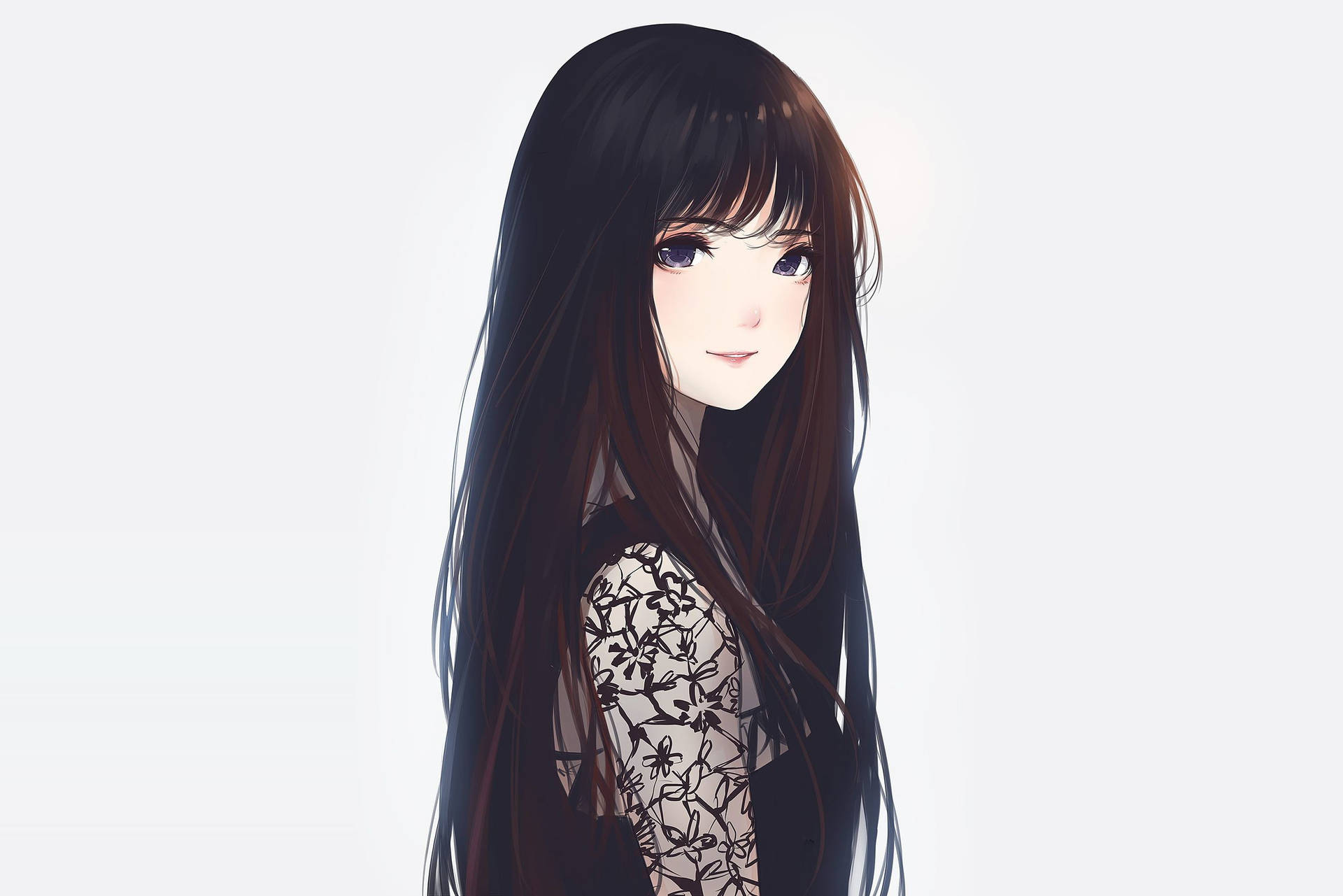 Long-Haired Cute Girl Anime Wallpaper