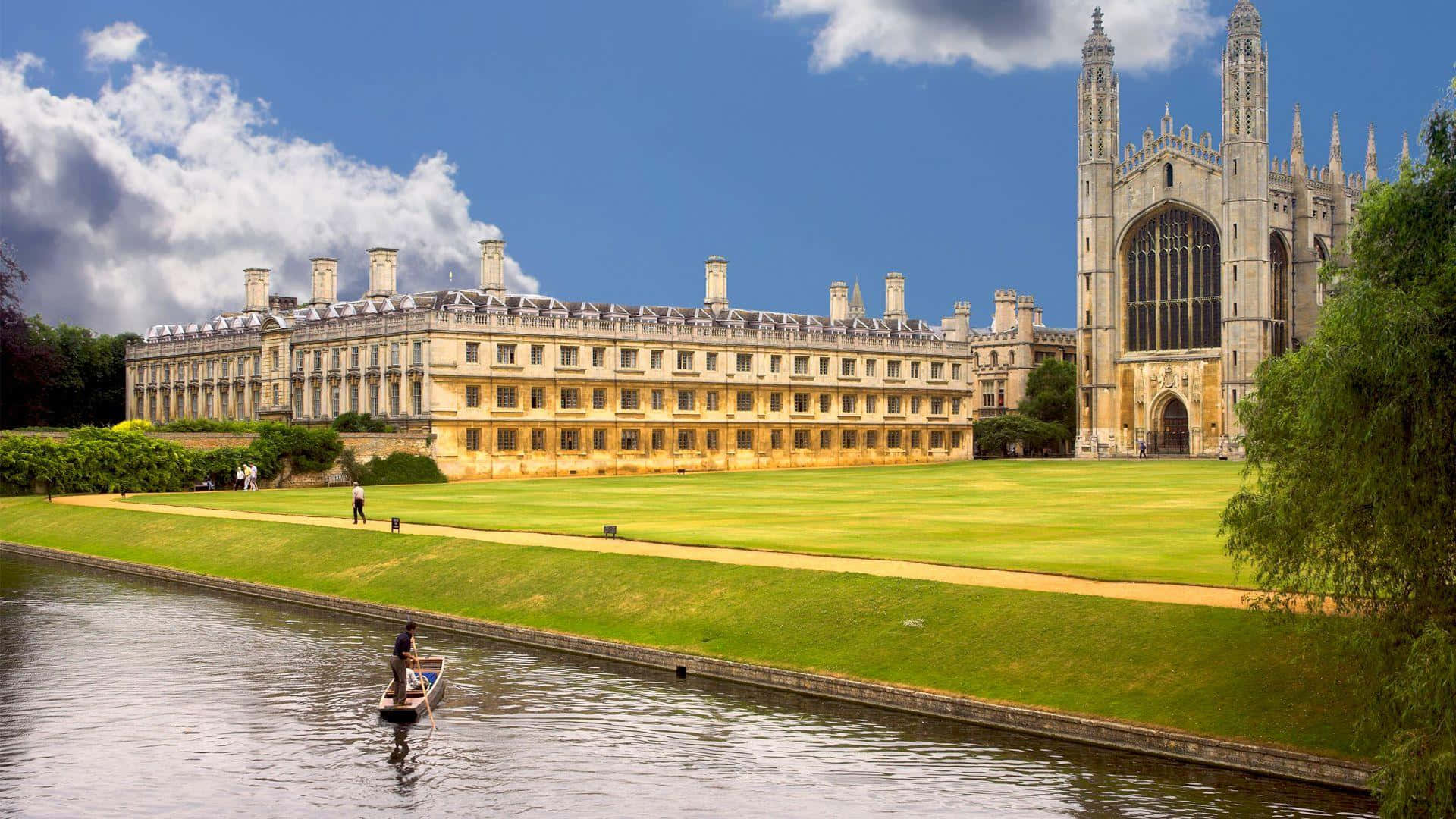 Fotografiaa Lunga Distanza Del Fiume Dell'università Di Cambridge Sfondo