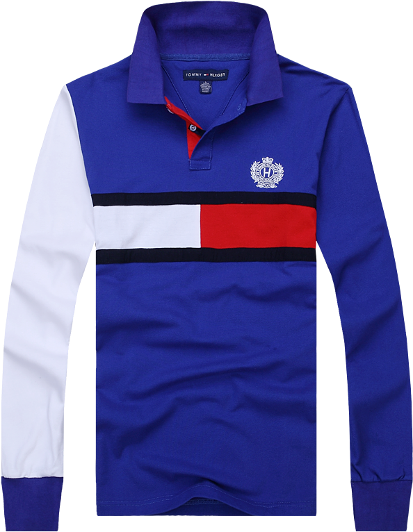 Long Sleeve Striped Polo Shirt PNG