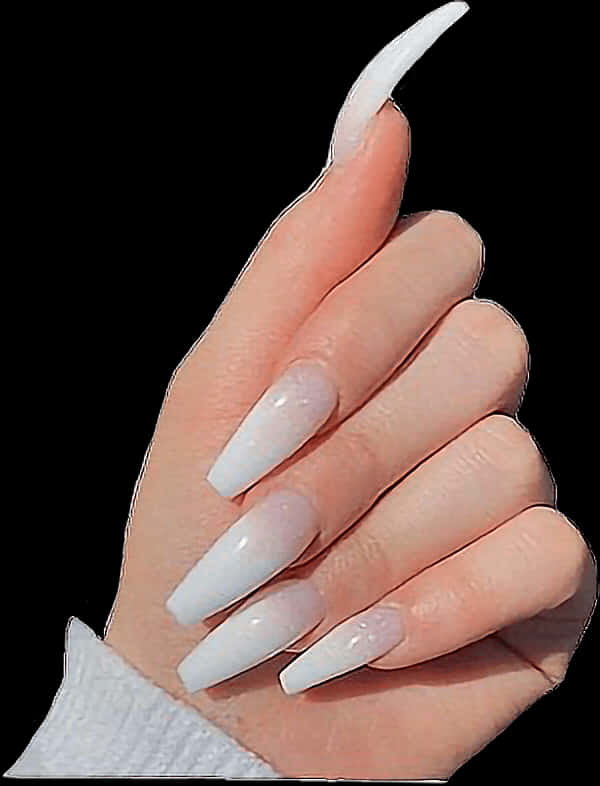 Long Stiletto Nails White Glitter PNG